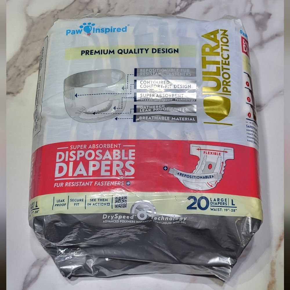 Paw Inspired NIP Dog Super Absorbent Disposable Diapers Size Large- 20ct - Picture 8 of 8